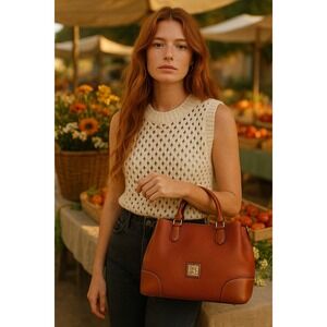Dooney‎ & Bourke Sorrento Barlow Chestnut Italian Leather Satchel Tote NWOT $488